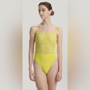 Wolford Citron Straight Laced Shaping Lace Bodysuit